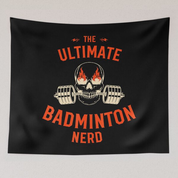 Item preview, Badminton Player Flaming Skull Barbell Sports Fan designed and sold by jayeshainch.