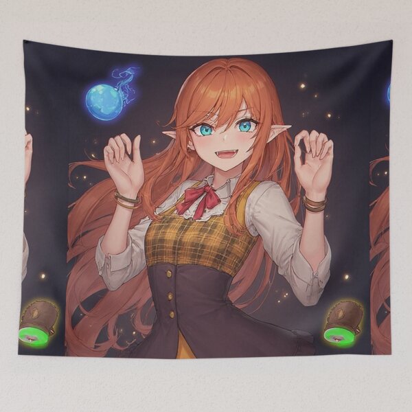 Aperçu de l'œuvre fille vampire d'anime souriante et heureuse créée et vendue par ArtsJulian.
