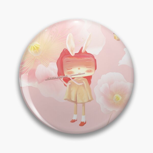 Item preview, Spring Flute – Bunny Girl Playing Music in Pink Blossom Garden designed and sold by ZKOZKOHI.