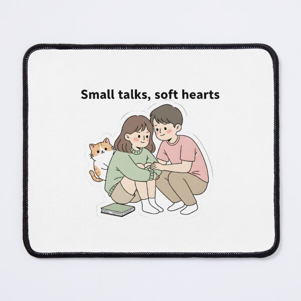 Item preview, Couple with Pet – Small Talks Soft Hearts Design, Cute Cozy Love Illustration, Couple Cat Lover Gift designed and sold by JaiSoftStudio.