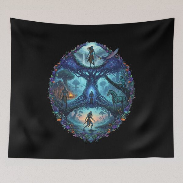 Item preview, Avatar-Inspired Pandora Forest Art – Bioluminescent Fantasy Jungle Nature designed and sold by alllyxispace.
