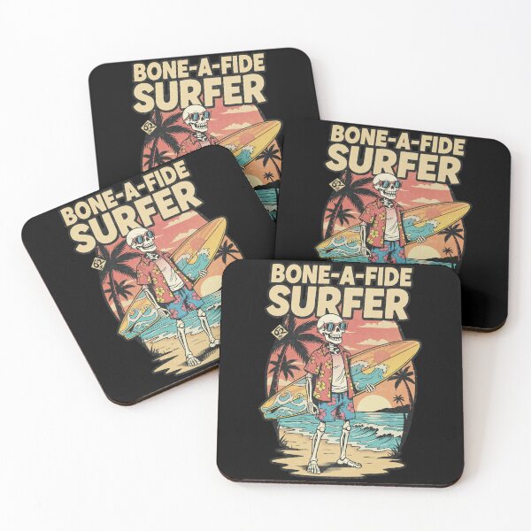 Item preview, Bone-A-Fide Surfer Skeleton Retro Beach Sunset designed and sold by tollaru.