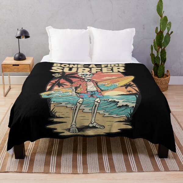 Item preview, Bone-A-Fide Surfer Skeleton Retro Beach Sunset designed and sold by tollaru.