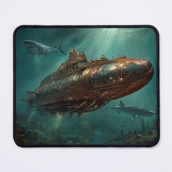 Item preview, Art Nouveau Submarine in Shark-Infested Waters designed and sold by Tridentulus.