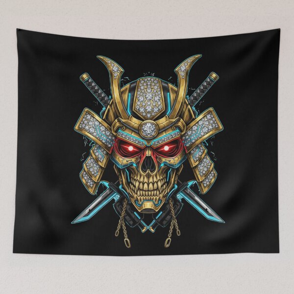 Item preview, Legendary Golden Samurai Skull | Diamond Armored Ronin Fantasy Wall Art designed and sold by MonaRose_Art.