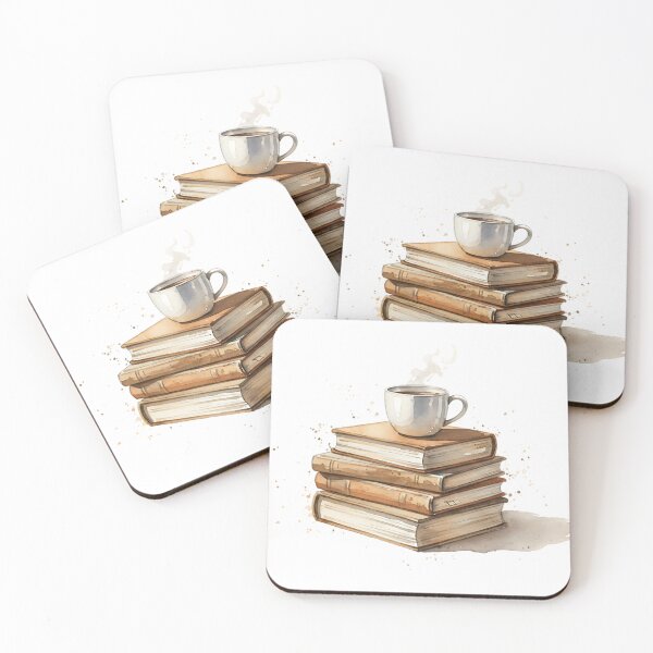 Item preview, Cozy Hygge Watercolor Book Stack and Tea designed and sold by HoruxDesign.
