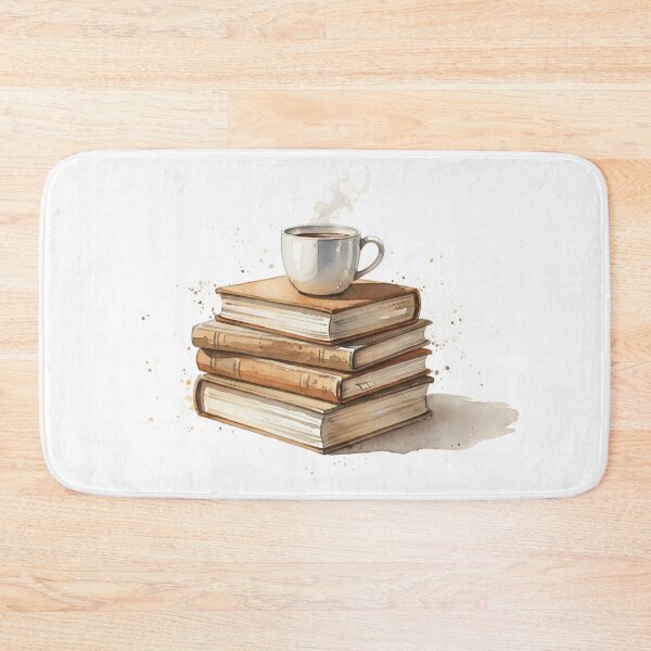 Item preview, Cozy Hygge Watercolor Book Stack and Tea designed and sold by HoruxDesign.