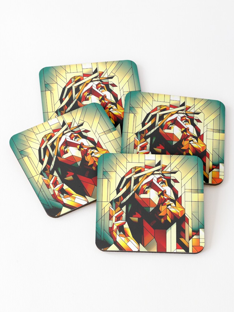 Thumbnail 1 of 5, Coasters (Set of 4), Jesus Abstract Portrait designed and sold by ViaARTfactory.