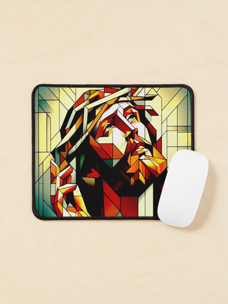 Thumbnail 1 of 5, Mouse Pad, Jesus Abstract Portrait designed and sold by ViaARTfactory.