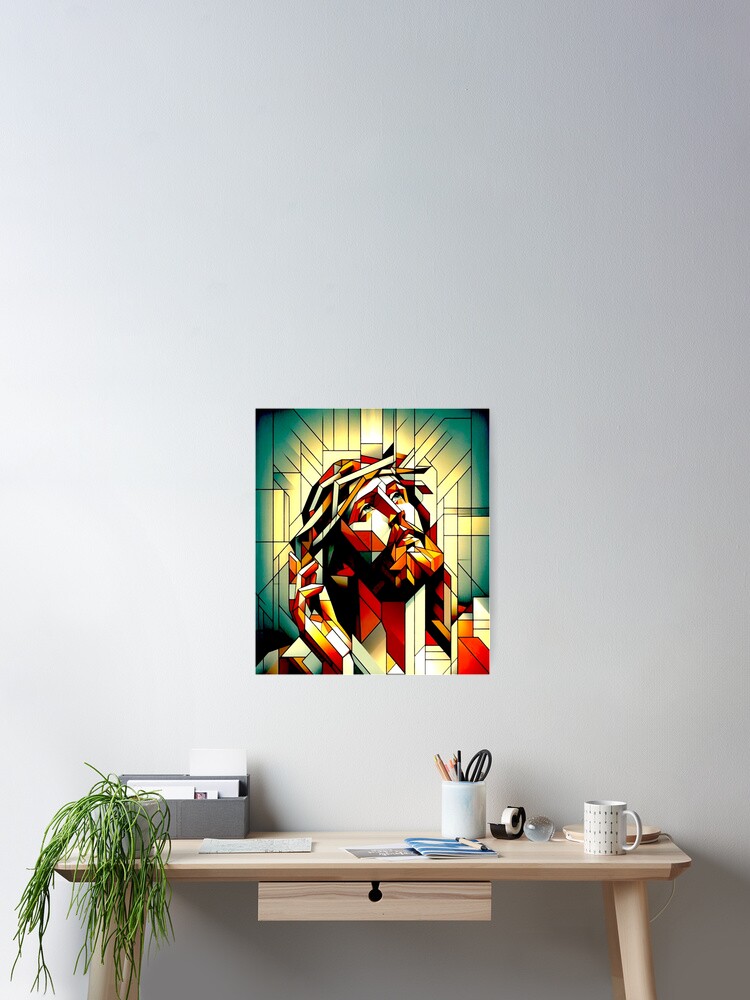 Thumbnail 2 of 3, Poster, Jesus Abstract Portrait designed and sold by ViaARTfactory.
