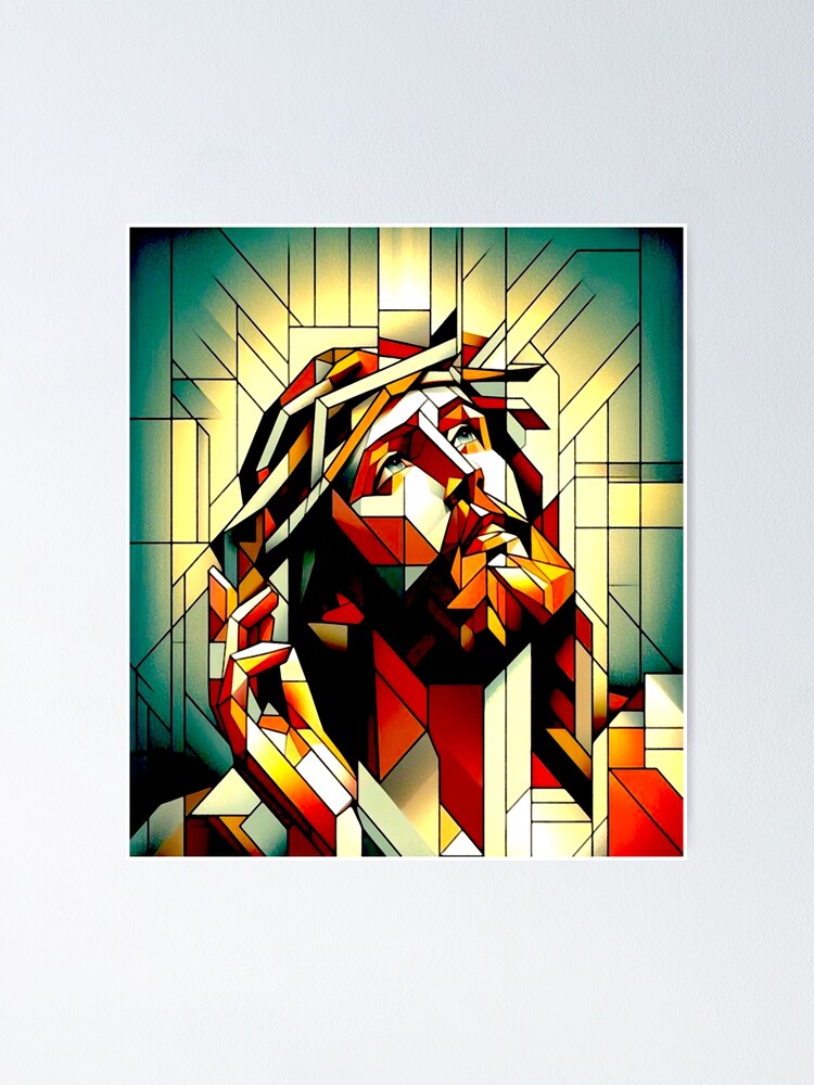 Thumbnail 1 of 3, Poster, Jesus Abstract Portrait designed and sold by ViaARTfactory.