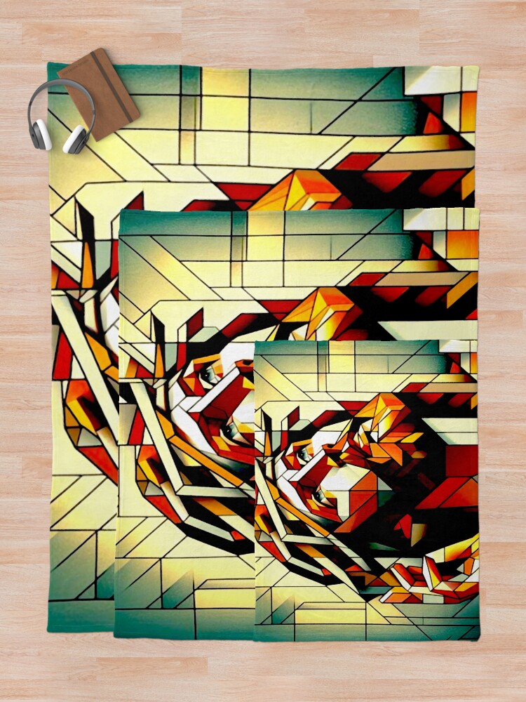 Thumbnail 5 of 6, Throw Blanket, Jesus Abstract Portrait designed and sold by ViaARTfactory.
