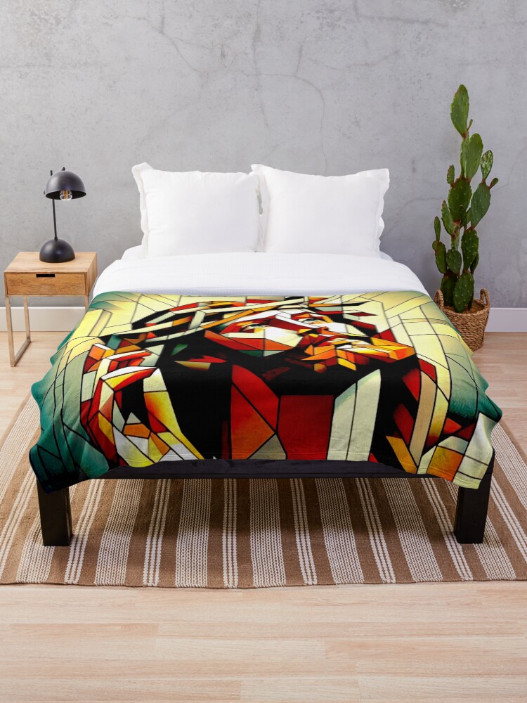 Thumbnail 1 of 6, Throw Blanket, Jesus Abstract Portrait designed and sold by ViaARTfactory.