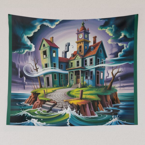 Item preview, А  haunting ghost town perched on a mysterious island. designed and sold by Lilashakti ⭐️ ⭐️ ⭐️ ⭐️ ⭐️.