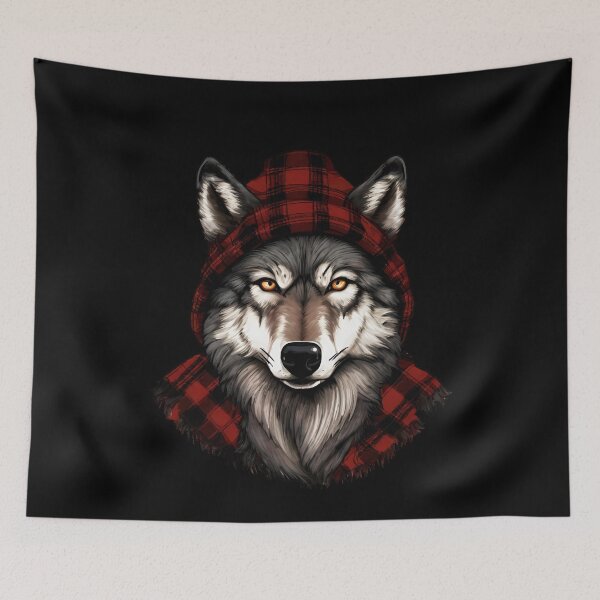 Item preview, Timber Wolf In Plaid  designed and sold by TheFlannelDog.