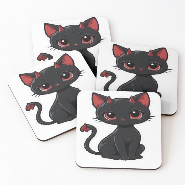 Item preview, Cute Devil Black Cat – Kawaii Goth Kitty Illustration designed and sold by Chic  Artistry.