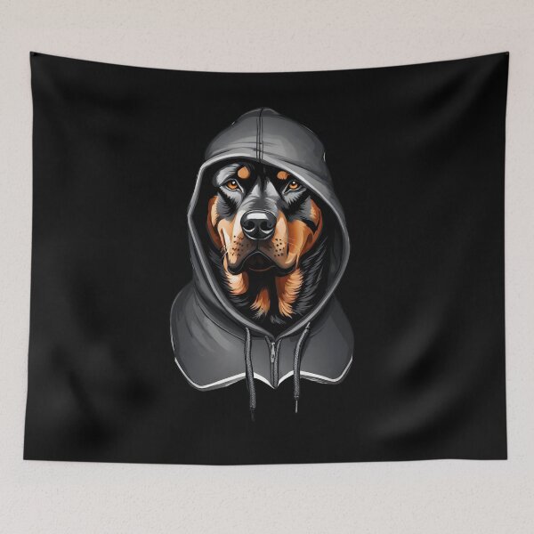 Item preview, Rottweiler Wearing A Hoodie designed and sold by TheFlannelDog.