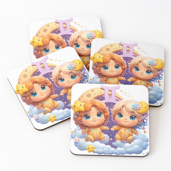 Item preview, Gemini Twin Babies Zodiac Nursery Art designed and sold by LunaPixelStudio.
