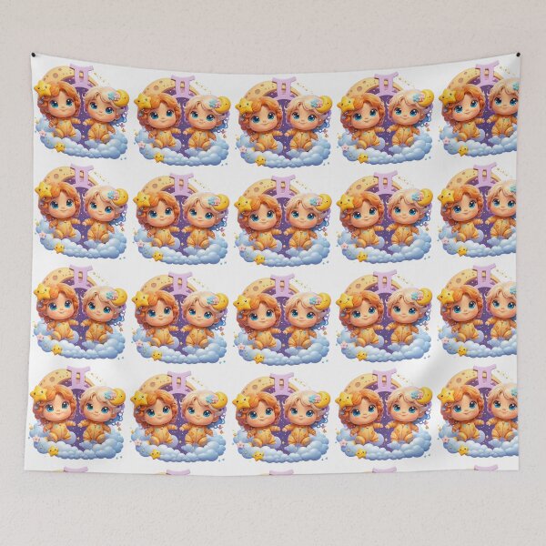 Item preview, Gemini Twin Babies Zodiac Nursery Art designed and sold by LunaPixelStudio.