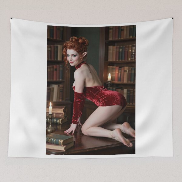 Item preview, Fortana Redhead elf in red velvet in library designed and sold by CathryneDelamort.