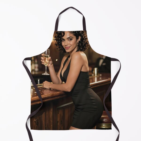 Item preview, Sarah in black dress with champagne at bar designed and sold by CathryneDelamort.
