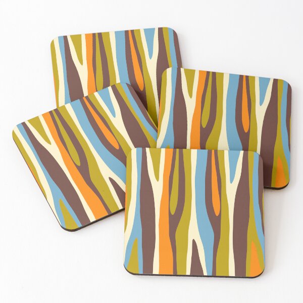 Item preview, Eclectic Abstract Wild Stripes Retro Contemporary Pattern in Avocado Brown Orange Blue designed and sold by kierkegaard.