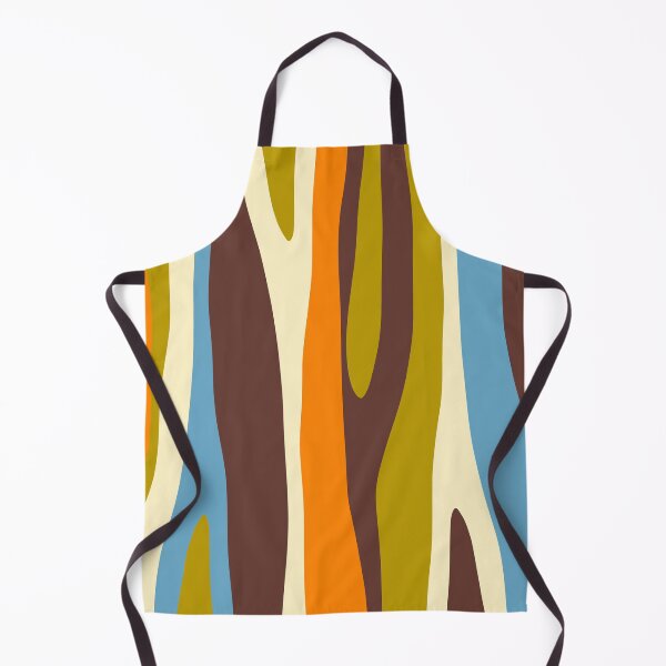 Artikelvorschau, Eklektisches, abstraktes Wildstreifenmuster im Retro-Stil in Avocadobraun, Orange und Blau entworfen und verkauft von kierkegaard.