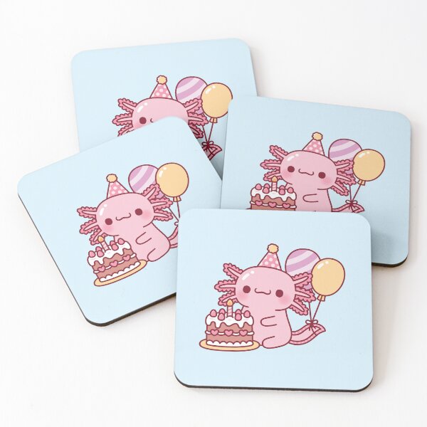 Item preview, Cute Axolotl With Birthday Cake and Balloons designed and sold by rustydoodle.