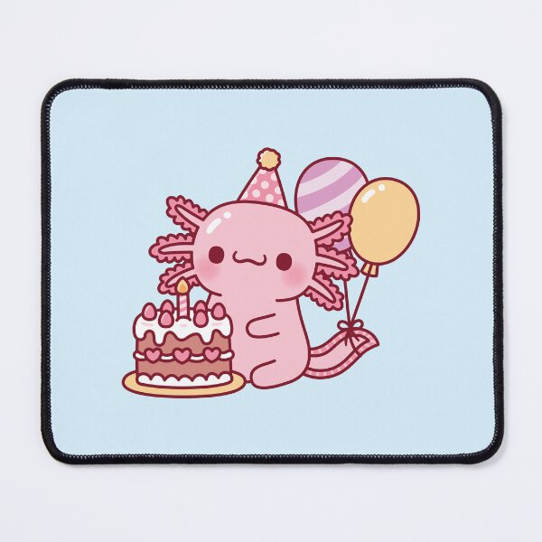 Item preview, Cute Axolotl With Birthday Cake and Balloons designed and sold by rustydoodle.