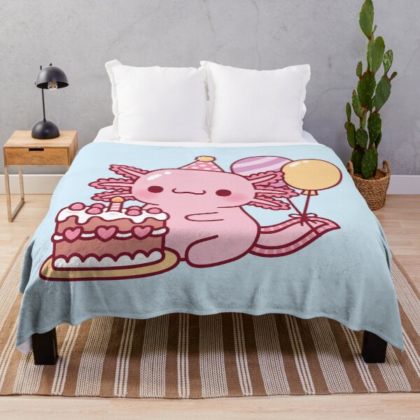 Item preview, Cute Axolotl With Birthday Cake and Balloons designed and sold by rustydoodle.