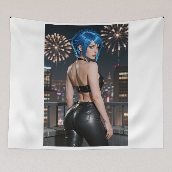 Item preview, Cipher Blue Hair Woman Fireworks designed and sold by CathryneDelamort.