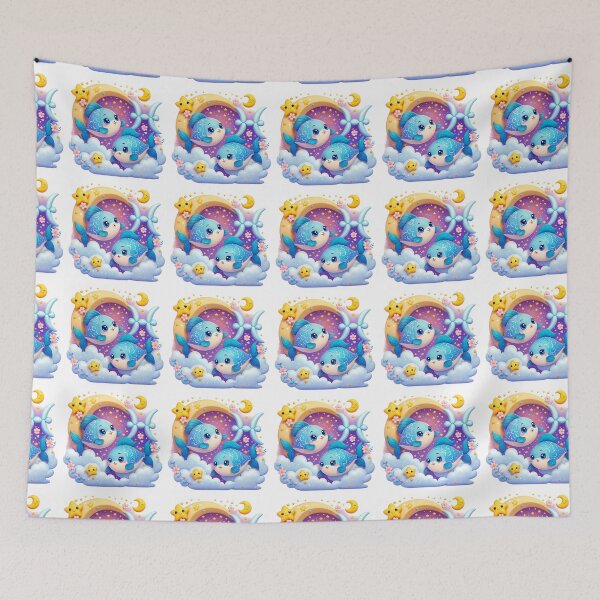Item preview, Dreamy Pisces Zodiac Twin Fish Illustration designed and sold by LunaPixelStudio.