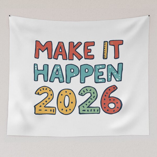 Item preview, Make It Happen 2026 Colorful Motivation Quote designed and sold by DavidTeeStudio.