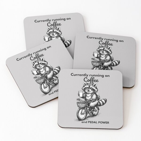 Item preview, Funny Cute Raccoon with Coffee and Riding a Bicycle Coffee Lovers Gifts  designed and sold by BeautifulH.