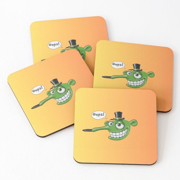 Item preview, Funny Cartoon Green Character with Big Smile and "Oops!" Bubble designed and sold by Hemas Art.