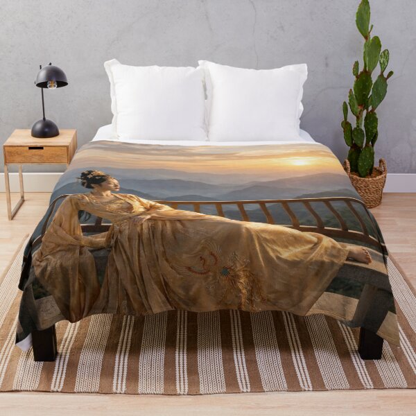 Item preview, Golden Hanfu Princess Reclining at Sunset designed and sold by ASMRUniverse.