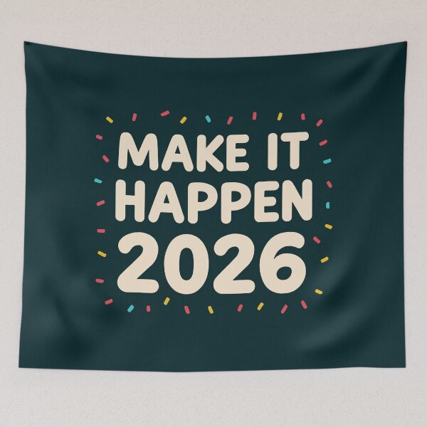 Item preview, Make It Happen 2026 Confetti Motivation designed and sold by DavidTeeStudio.