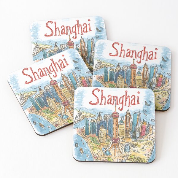 Item preview, Colorful Illustrated Map of Shanghai Landmarks Map designed and sold by Artessie.