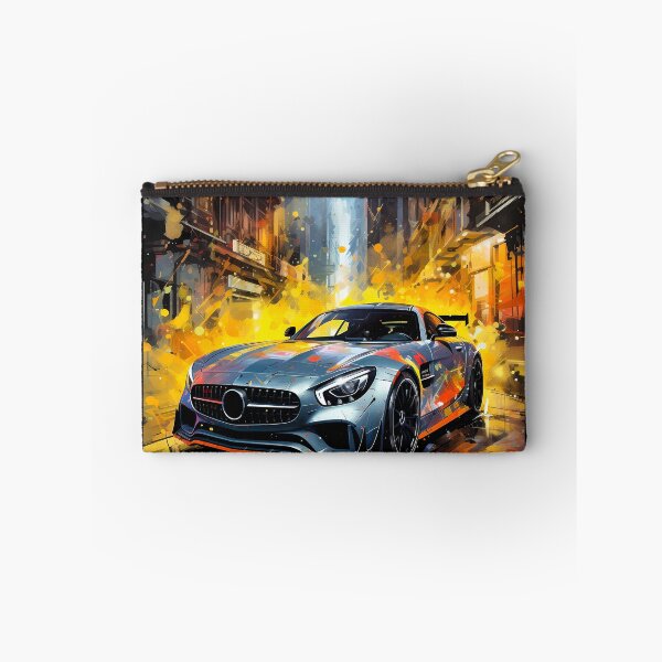 Item preview, Track‑focused silver coupe exploding through neon city spray designed and sold by RevUpDesign.