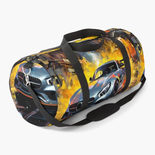 Item preview, Track‑focused silver coupe exploding through neon city spray designed and sold by RevUpDesign.