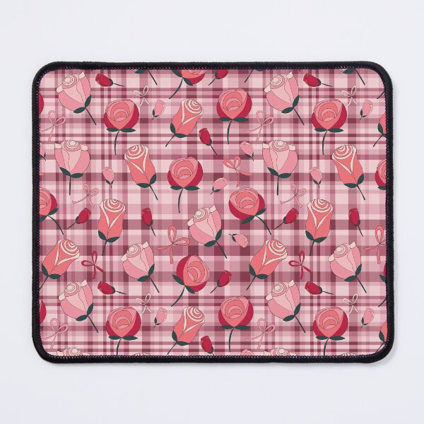 Item preview, Rose and Plaid Grandmillenial Pattern Clash - Pink and Burgundy Tones designed and sold by KizzyW.