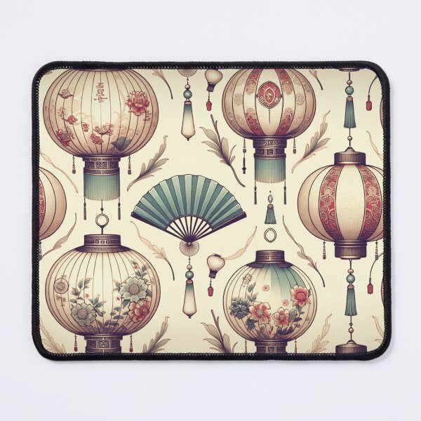 Item preview, Oriental lantern and fan pattern  designed and sold by Nikki-Tee.