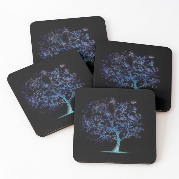 Item preview, Beautiful glowing blue tree in darkness  designed and sold by NivyasArtistry.