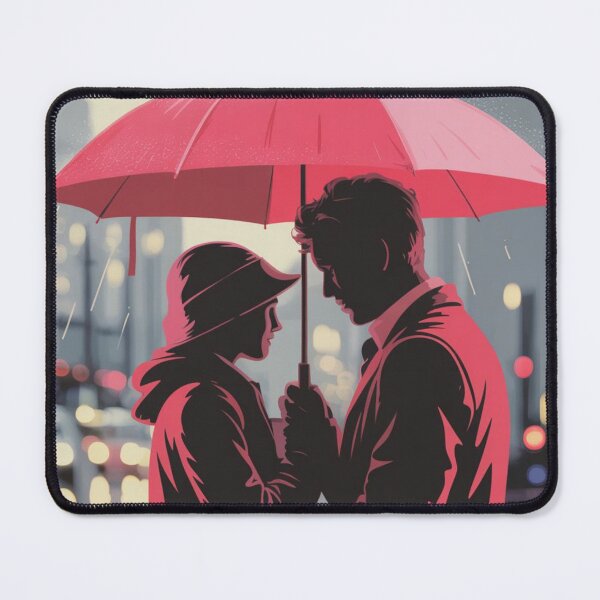 Item preview, Rainy Romance - City Silhouette: Romance in the Pink Rain designed and sold by HappySproutArt.