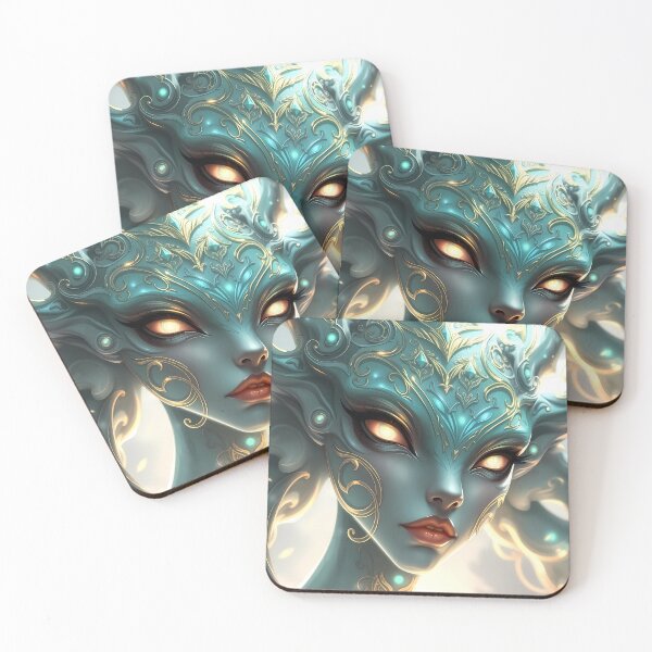 Item preview, Ethereal Emerald Guardian - Glowing Ember & Gold designed and sold by ArtMorphStudio.