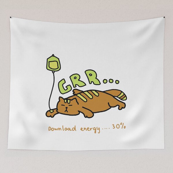 Item preview, GRR… Download Energy 30% – Funny Tired Cat Illustration designed and sold by Baby-Care.