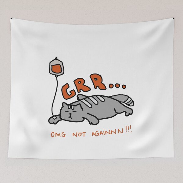Item preview, OMG Not Again!!! – Grumpy Tired Cat Illustration designed and sold by Baby-Care.