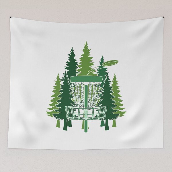 Item preview, Disc Golf Basket Forest Flying Disc Golfing Scene designed and sold by LuminOrb.