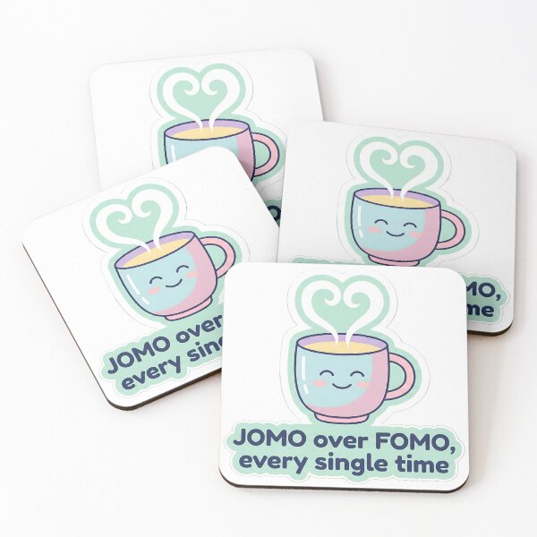 Item preview, JOMO Over FOMO Every Single Time – Coffee Cup Aesthetic Sticker designed and sold by MukuMint.