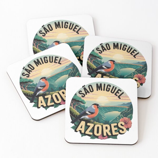Item preview, São Miguel Azores Bullfinch Nature Art - Retro Priolo Bird & Crater Lake designed and sold by CircinusStore.